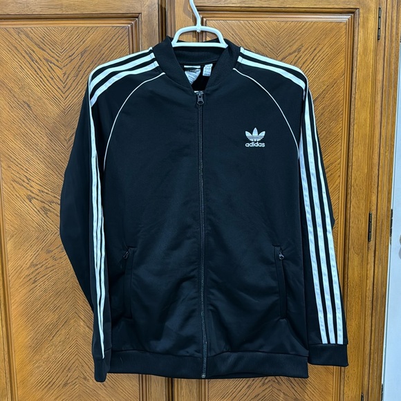 ADIDAS Track Jacket BOYS Youth Size: XL 15-16 y.o. Black & White 3 Stripes